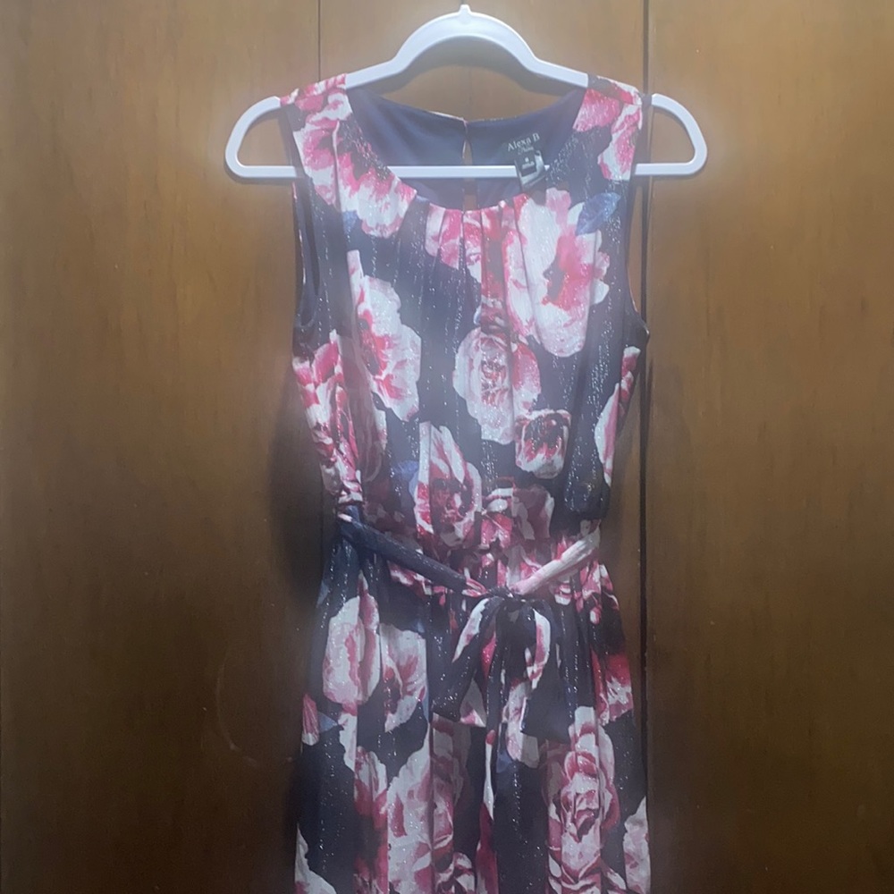 Navy floral floor length summer dress